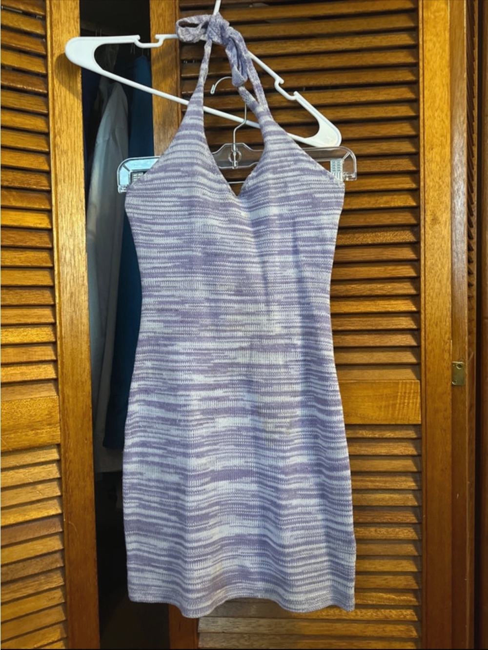 H&M Lavender Striped Halter Knit Mini Dress